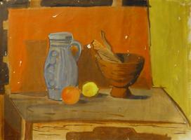 nature morte au bol huile sur toile de lin 0,80m x 0,60m