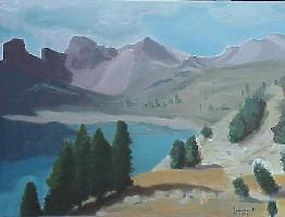 Lac d'Allos huile sur carton 0,80m x 0,60m