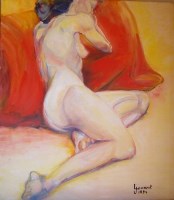 Marie-Lus Acrylique sur toile de lin 1,00m x 0,80m