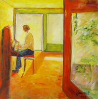 Etude des carrés-Détente Acrylique sur toile de lin  0,76m x 0,60m