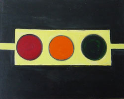 Etude des cercles-Feux tricolores  Acrylique sur toile de lin  0,76m x 0,60m
