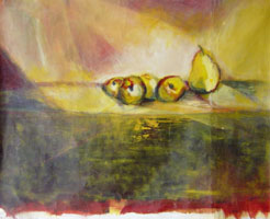 Nature morte aux pommes Huile sur toile de lin  1,00m x 0,73m