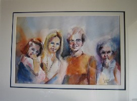 Quatre générations de femme Aquarelle 