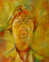 Autoportrait huile sur toile de lin 1,40m x 0,85m